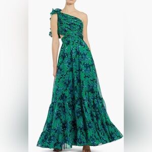 Mac Duggal floral one-shoulder cut-out gown